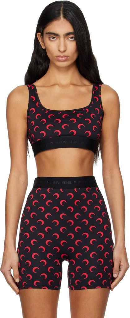 MARINE SERRE SSENSE Exclusive Black Recycled Moon Jersey Sport Bra 1