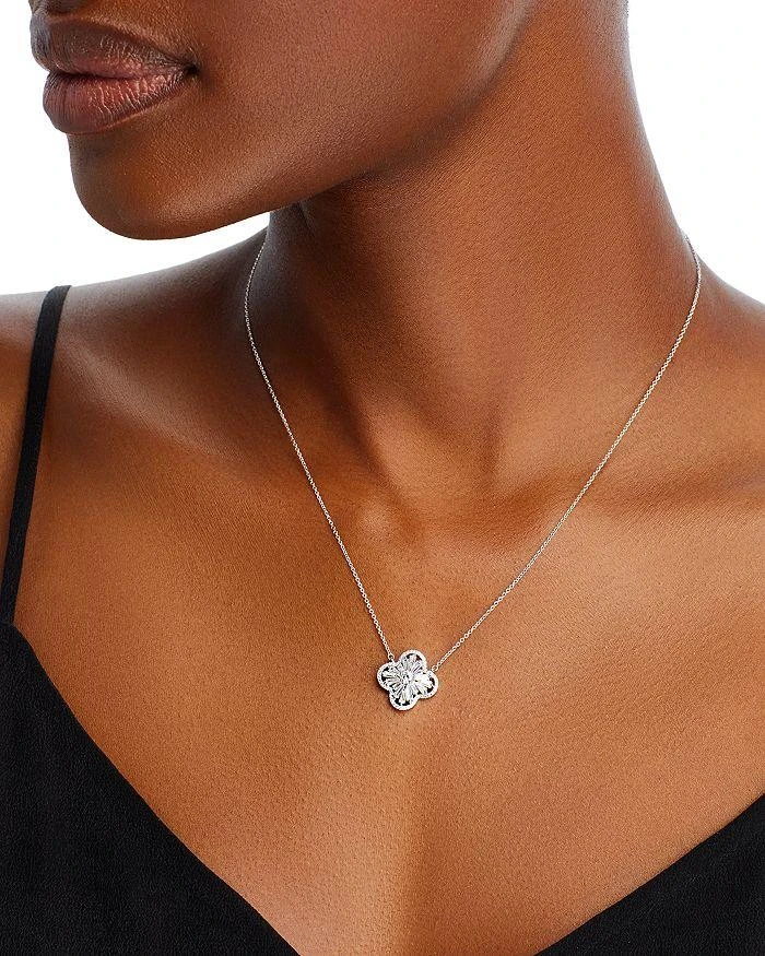 Bloomingdale's Diamond Round & Baguette Flower Pendant Necklace in 14K White Gold, 1.25 ct. t.w. 2