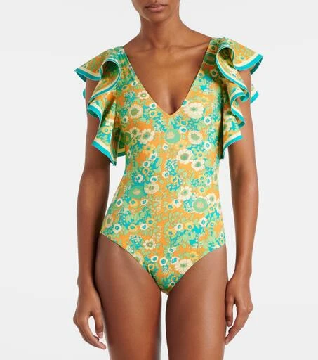 ALÉMAIS Cristina ruffled printed swimsuit 2