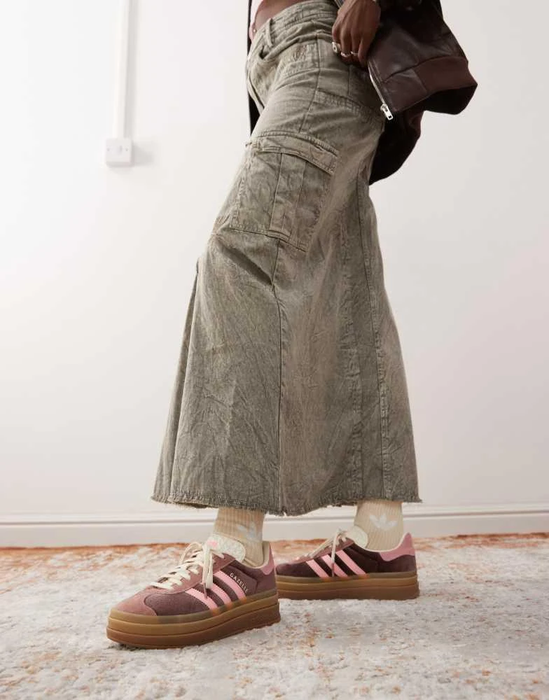 Adidas adidas Originals Gazelle Bold platform trainers in brown and pink 1