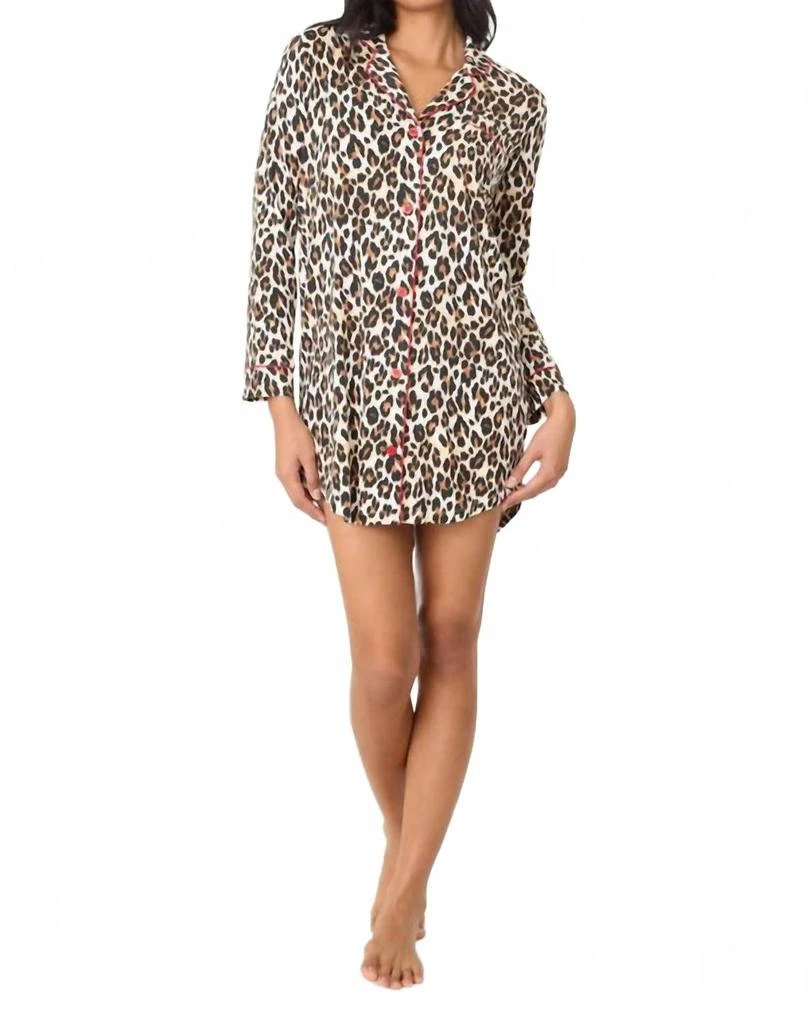 PJ Salvage Leopard Print Night Shirt In Natural