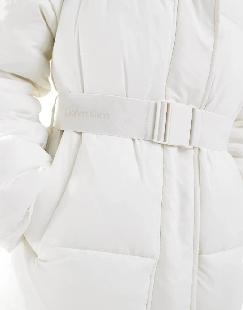 Calvin Klein Calvin Klein Jeans logo belt puffer jacket in white 3