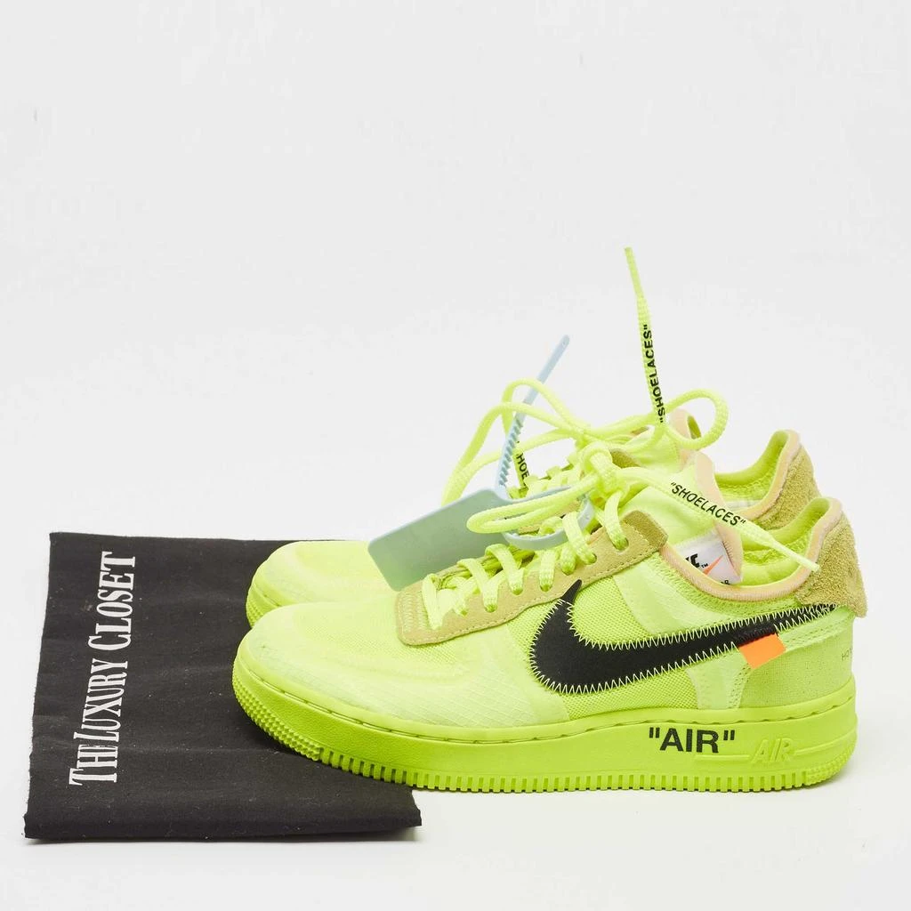 Off-White Off-White x Nike Green Mesh and Suede Force 1 Low White Volt Sneakers Size 36 9
