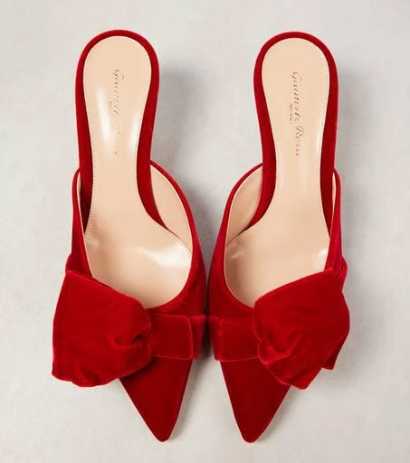 Gianvito Rossi 55 bow-detail velvet mules 5