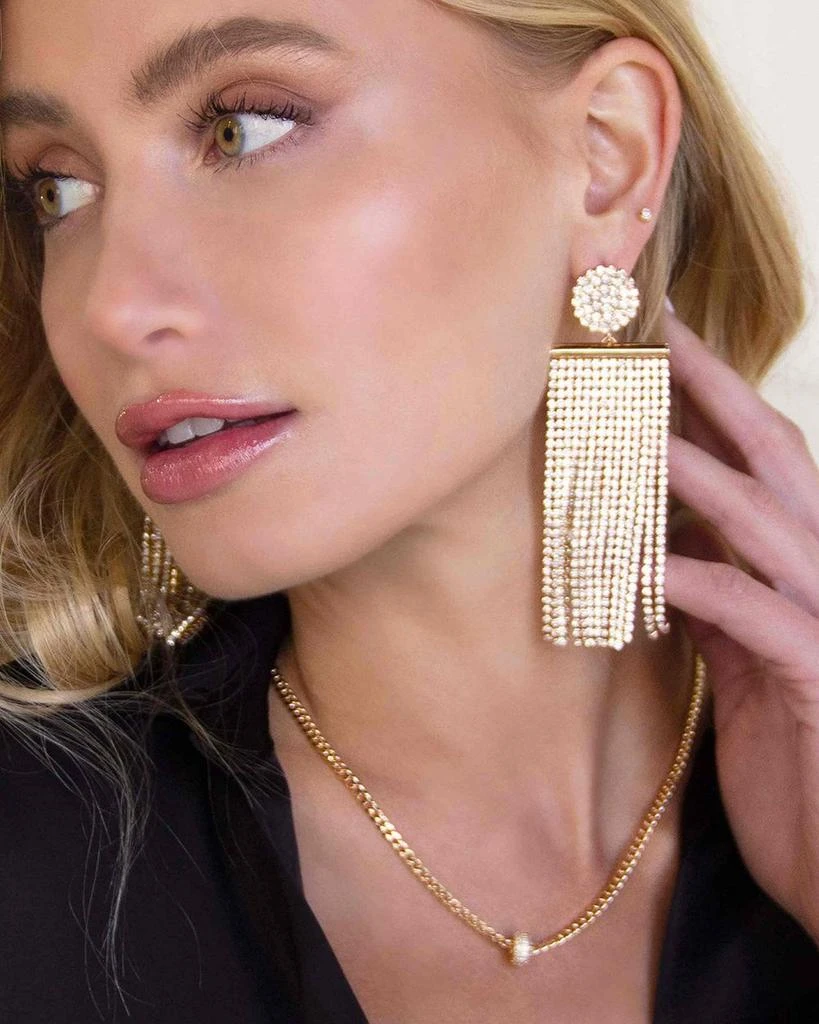 Ettika Jewelry All The Movement Fringe Drop Earrings in 18K Gold Plate 2
