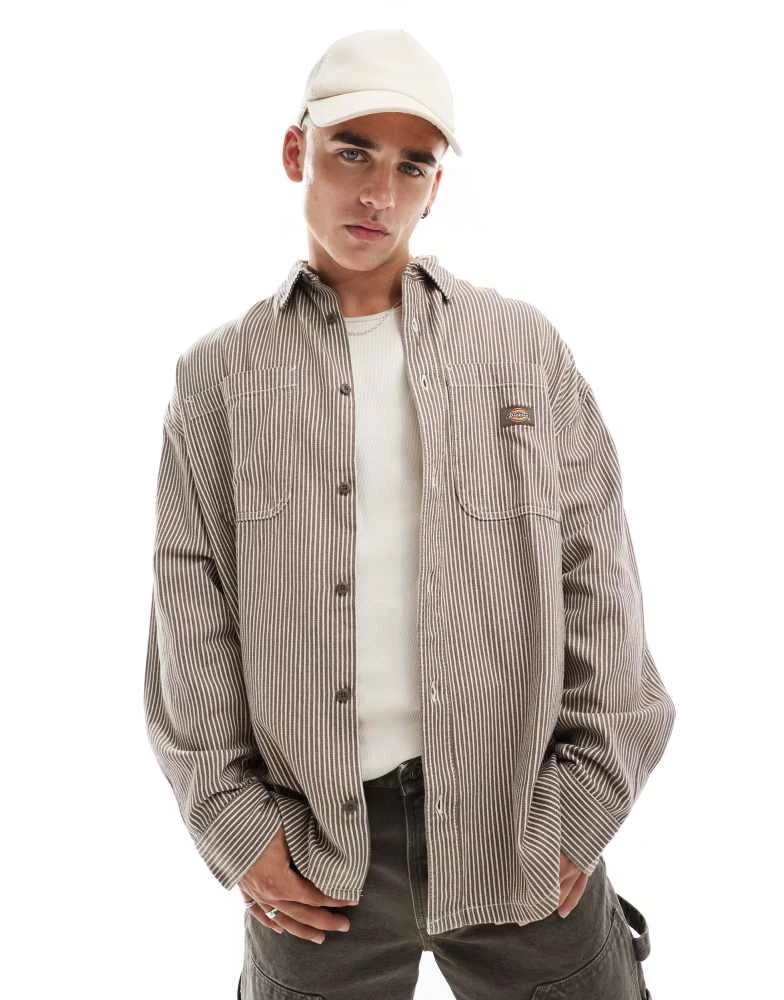 DICKIES Dickies hickory striped shirt in brown 1