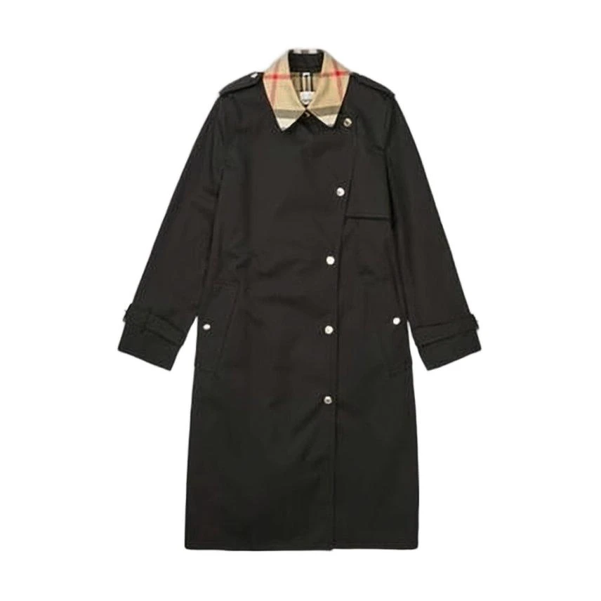 Engineered Garments Tailored Trench Coat with Distinctive Plaid Collar