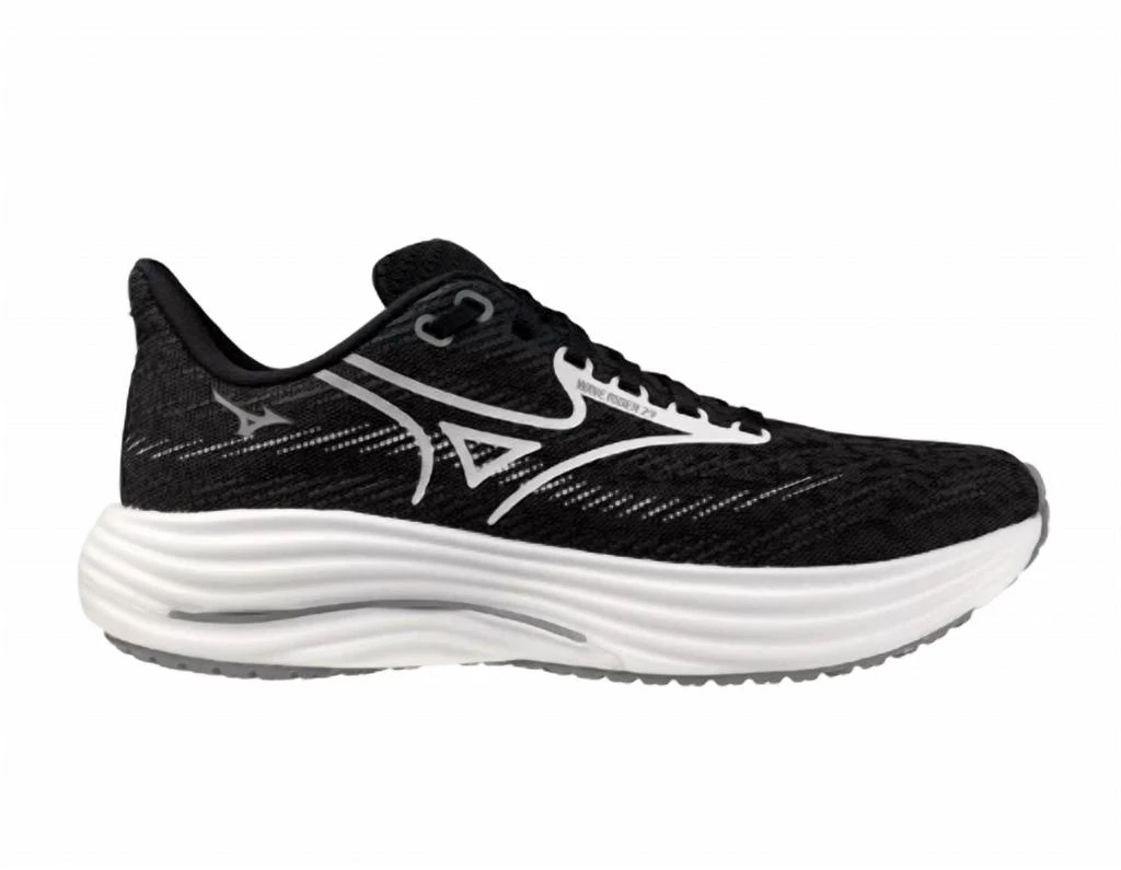 Mizuno Women's Wave Rider 29 Running Shoes In Black Sand White