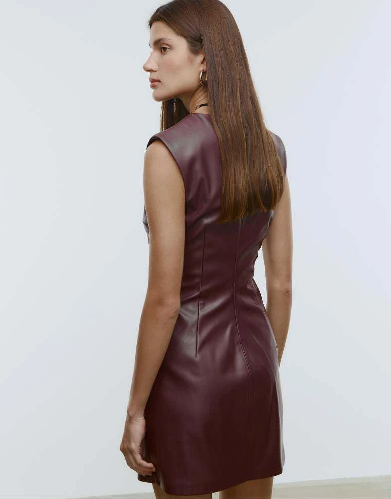 Stradivarius Stradivarius Short leather effect dress in burgundy - Dresses  & Skirts - BeyondStyle