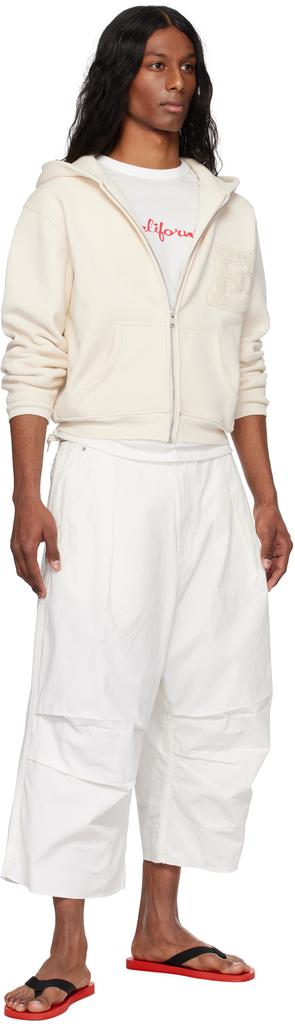 ERL Off-White Varsity Zip-Up Hoodie - Hoodies - BeyondStyle