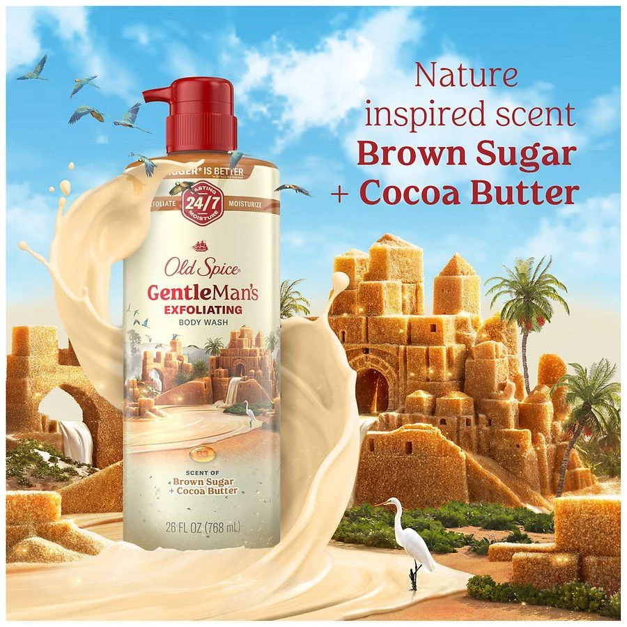 Old Spice Body Wash for Men, 24/7 Shower Fresh, Exfoliation + Moisturization Brown Sugar + Cocoa Butter 5