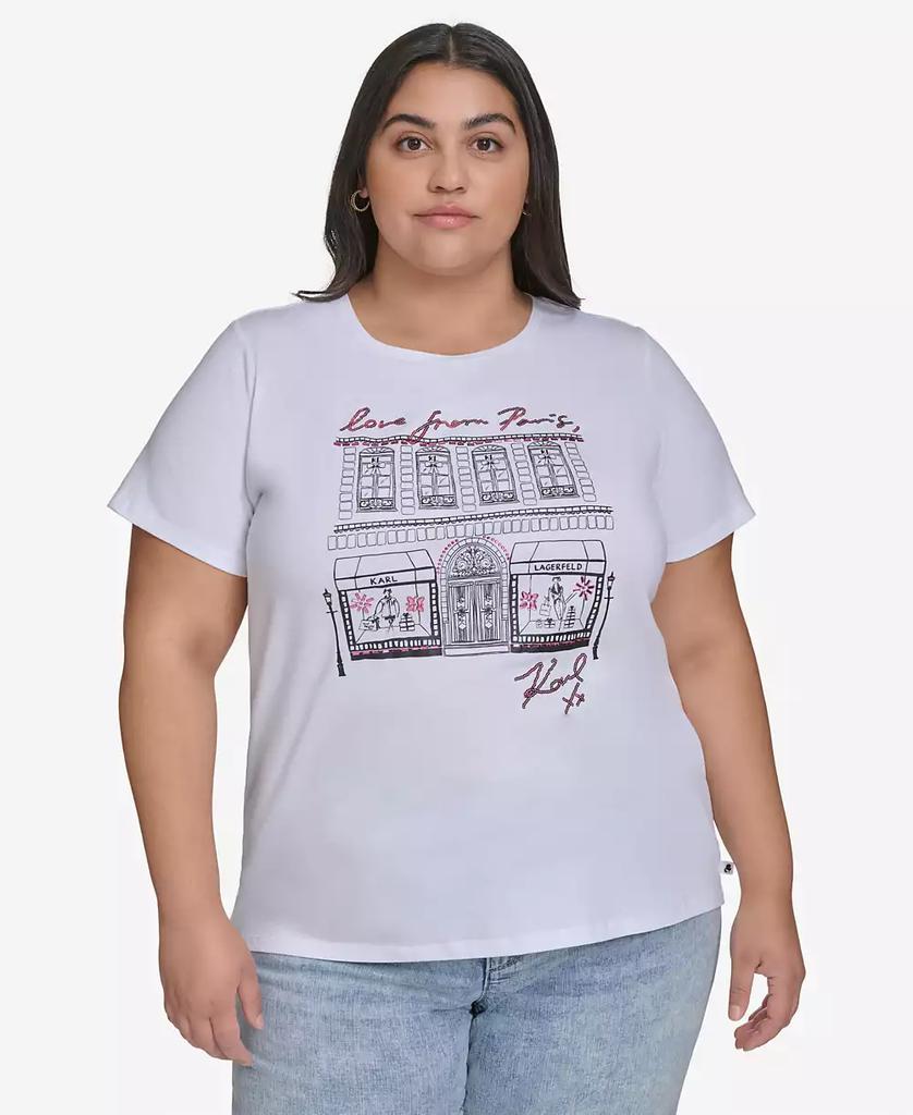 Karl Lagerfeld Paris Plus Size Love from Paris City Graphic T-Shirt, Exclusively at Macy's