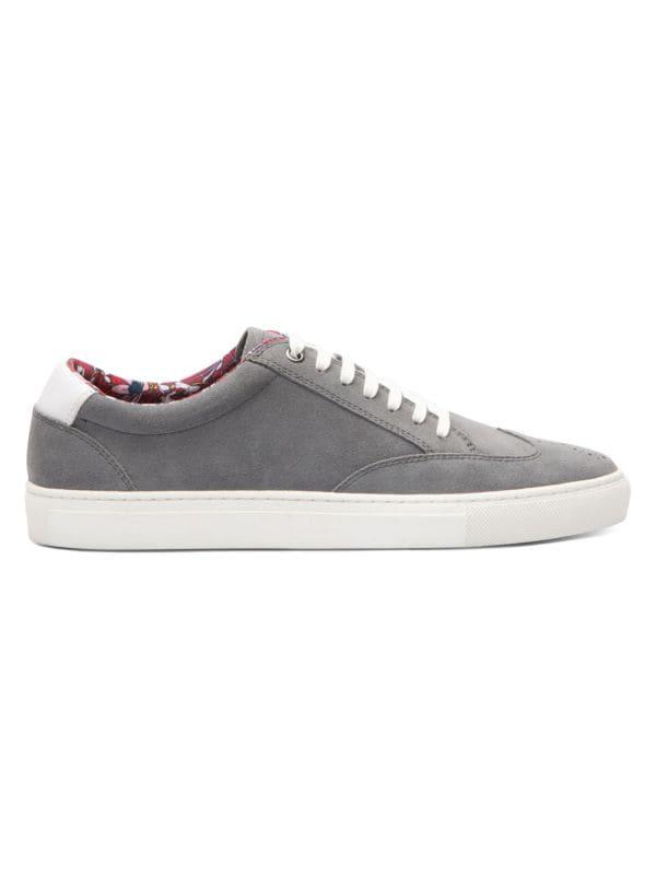 Paisley and Gray Wingtip Suede Oxford Sneakers