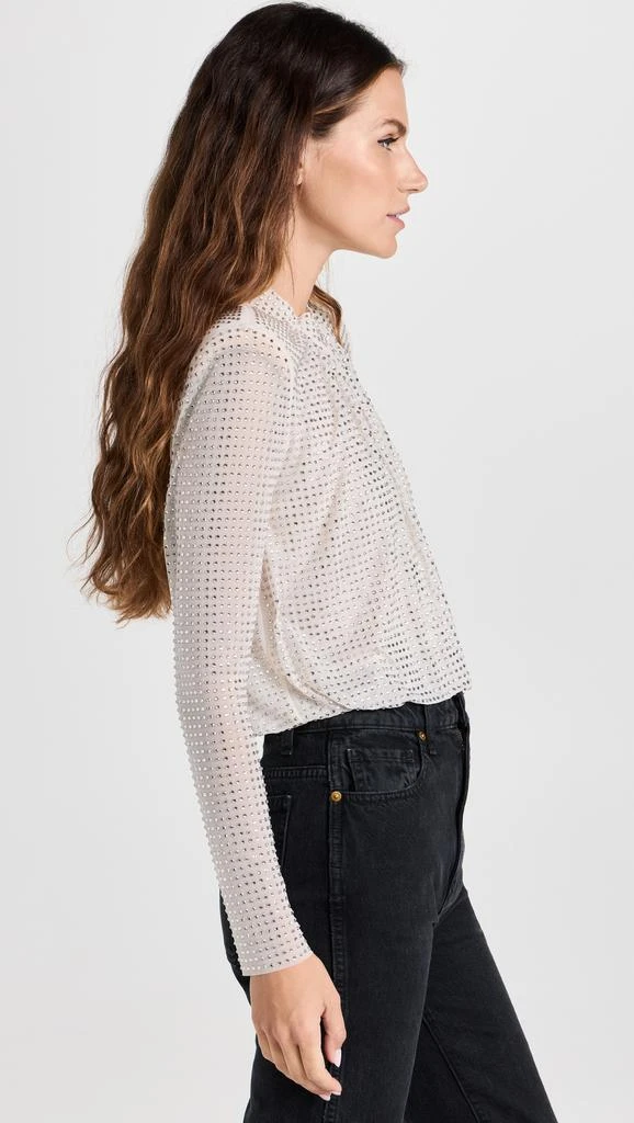 Self Portrait Cream Rhinestone Mesh Top 3