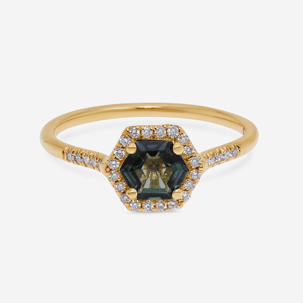 Suzanne Kalan Suzanne Kalan 14K Yellow Gold Diamond and Green Envy Topaz Ring sz 6 PR529-YGGET