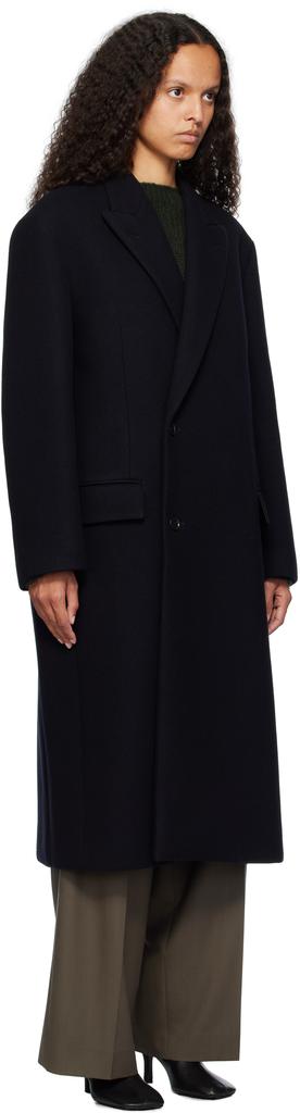 Navy Sponge Wool Melton Chesterfield Coat – On Sale Now with Up to