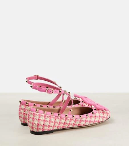 Valentino Rockstud tweed ballet flats 2