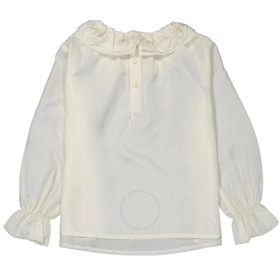 Bonpoint Kids White Lait Jaya Ruffle-Trim Silk Blouse 2