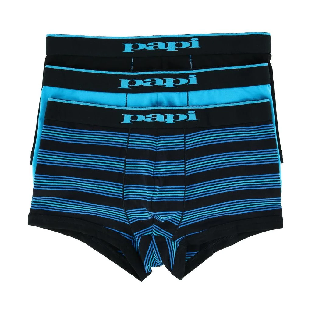 Papi Men's Brazilian Cut Stripe and Solid Underwear Trunks (3 Pack) 1