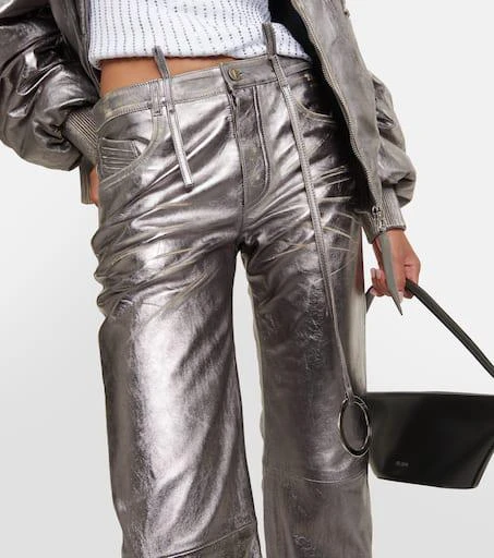 The Attico Metallic leather straight pants 4