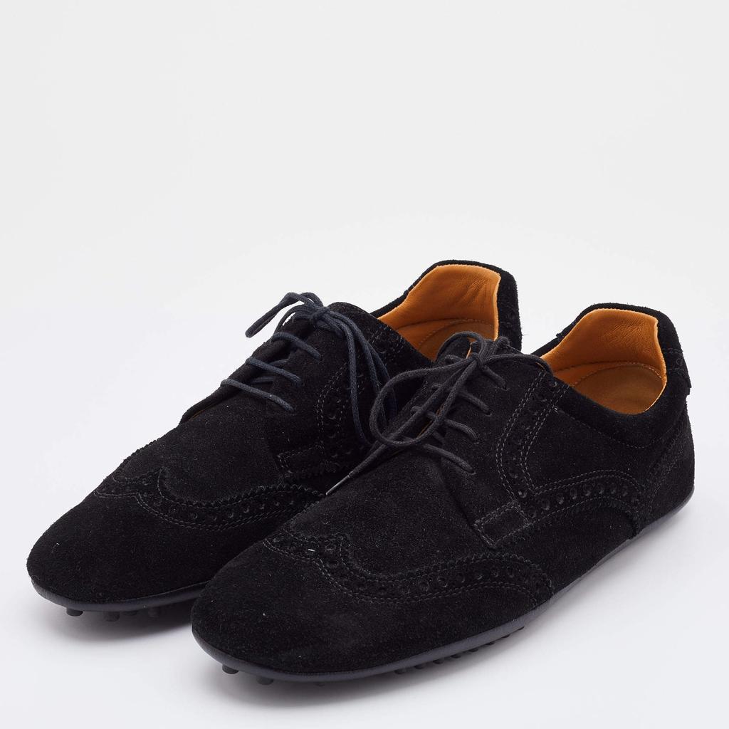 Gucci Gucci Black Brogue Suede Derby Lace Up Loafers Size 41