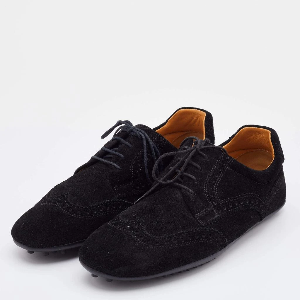 Gucci Gucci Black Brogue Suede Derby Lace Up Loafers Size 41 2