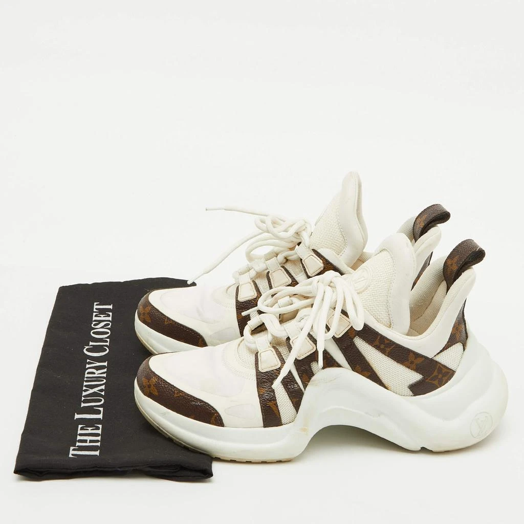 Louis Vuitton Louis Vuitton White Leather and Monogram Canvas Archlight Sneakers Size 38.5 9