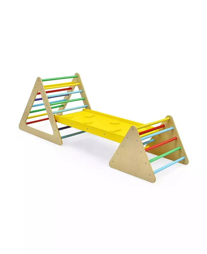 SKONYON 3 in 1 Wooden Set of 2 Triangle Climber with Ramp for Slid