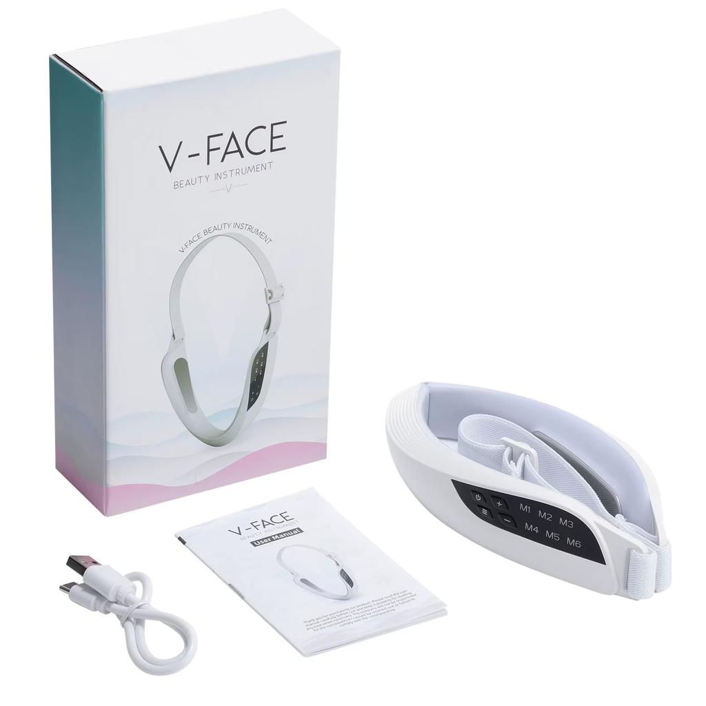 ERUULE Electric V-Face Lifting Device with 6 Modes and 8 Levels of EMS Micro-Current for Firming and Double Chin Reduction
