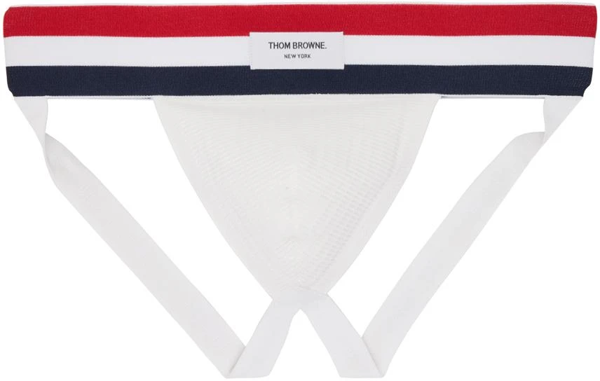 Thom Browne White Stripes Jock Strap 1