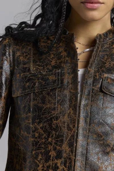 Silence + Noise Silence + Noise Shaina Cracked Faux Leather Slim Jacket 4