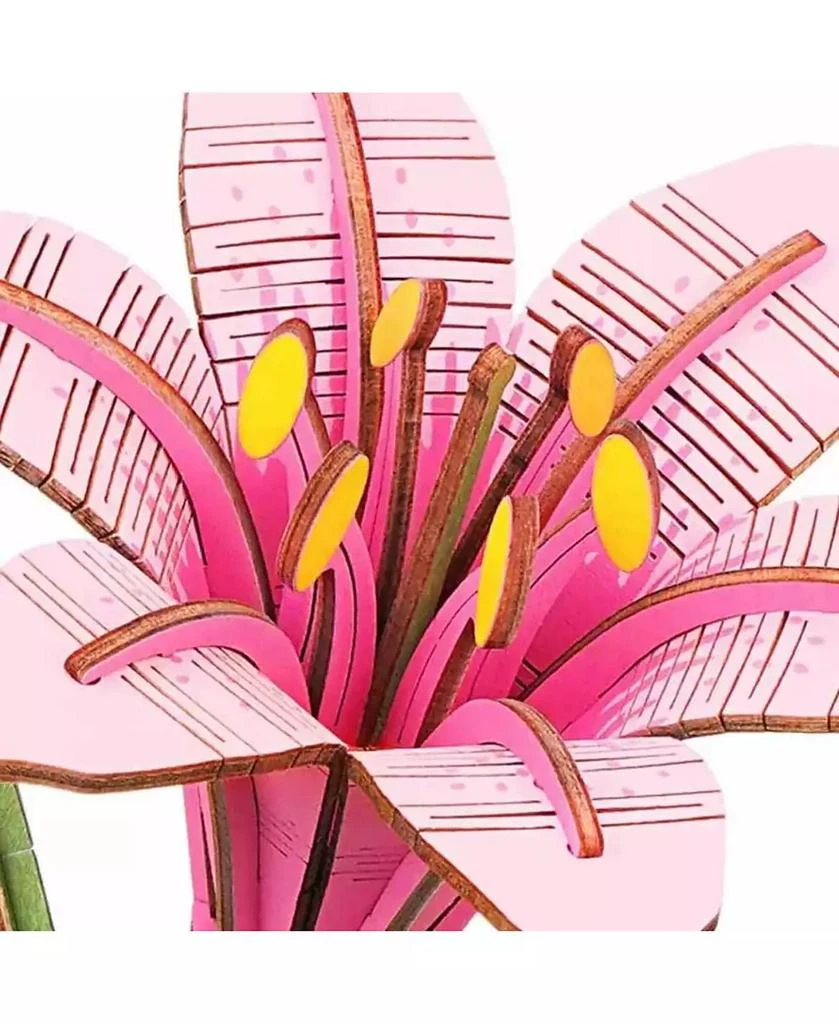 Flash Popup DIY 3D Wood Puzzle Pink Lily 73 pieces 2