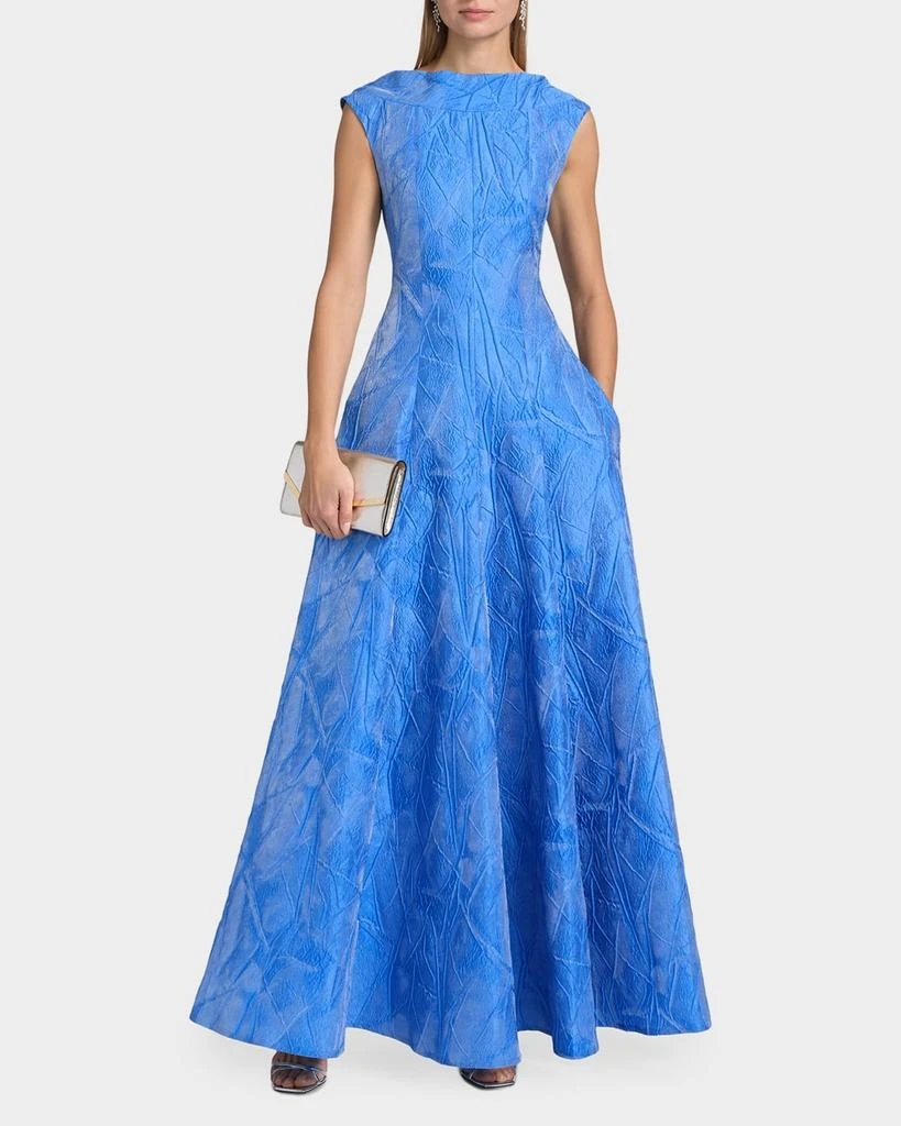 Talbot Runhof Textured Faille Jacquard High-Neck Gown 2