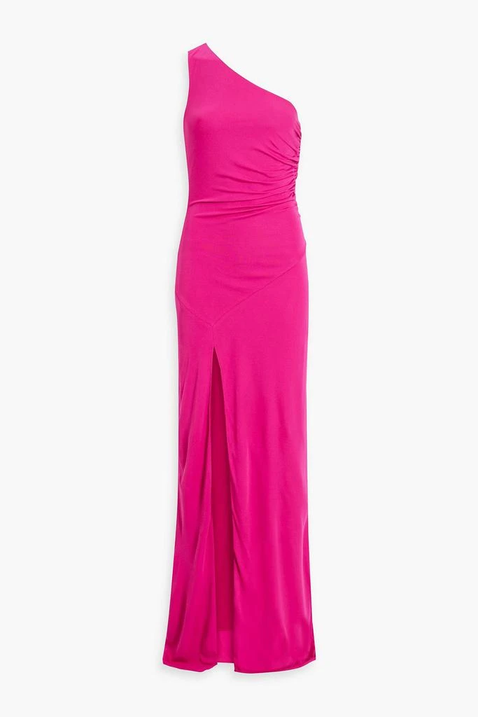 HALSTON Mailia one-shoulder ruched jersey gown 1