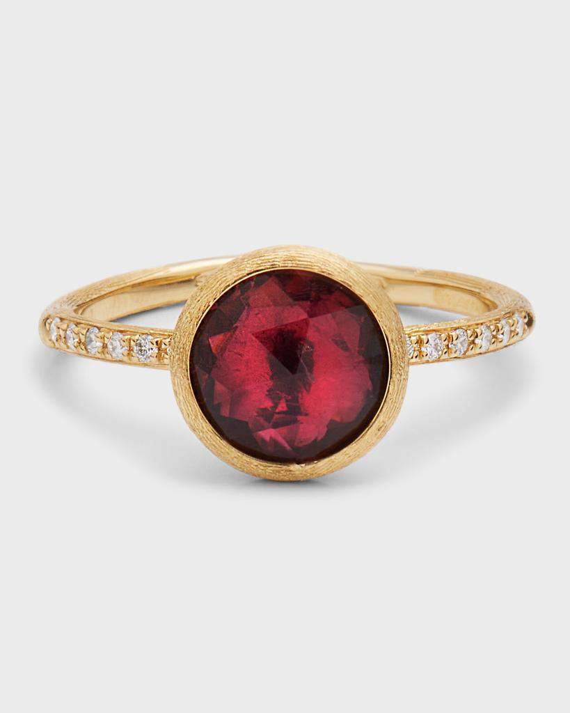 Marco Bicego 18K Yellow Gold Ring with Pink Tourmaline and Diamonds, Size 7