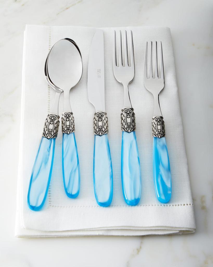 Neiman Marcus 20-Piece Victoria Shine Flatware Set, Sky Blue