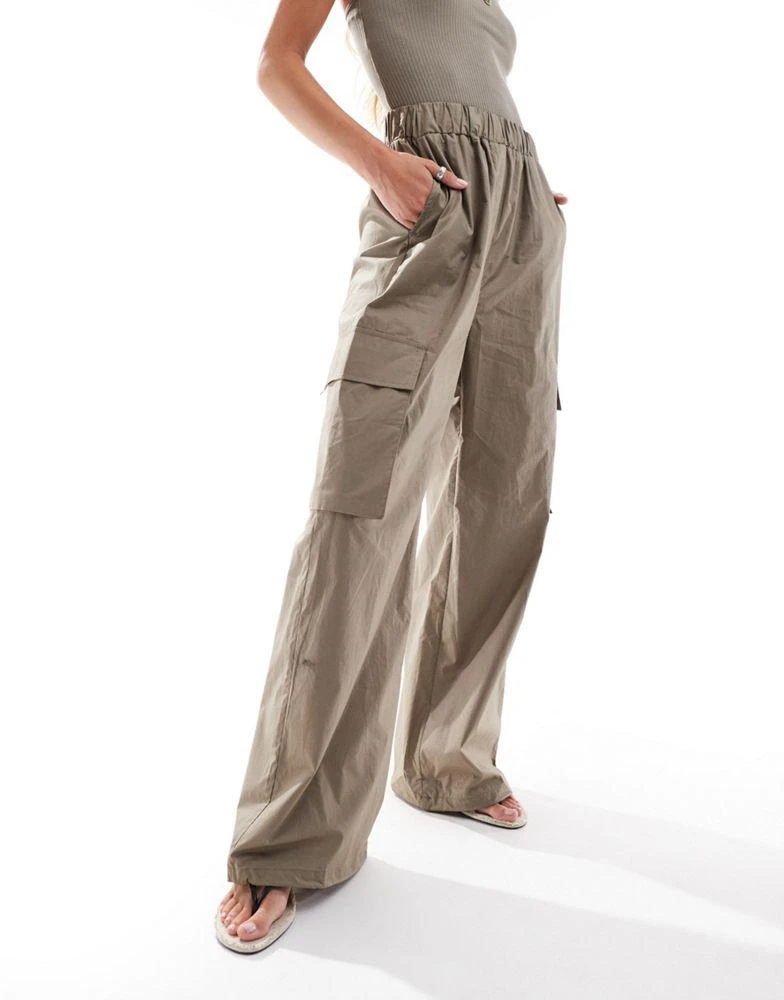 Mango Mango utility knitted cami top jumpsuit in khaki 4
