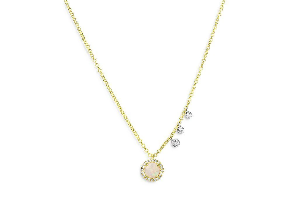 Meira T 14K Yellow & White Gold Diamond & Opal Necklace, 18" 1