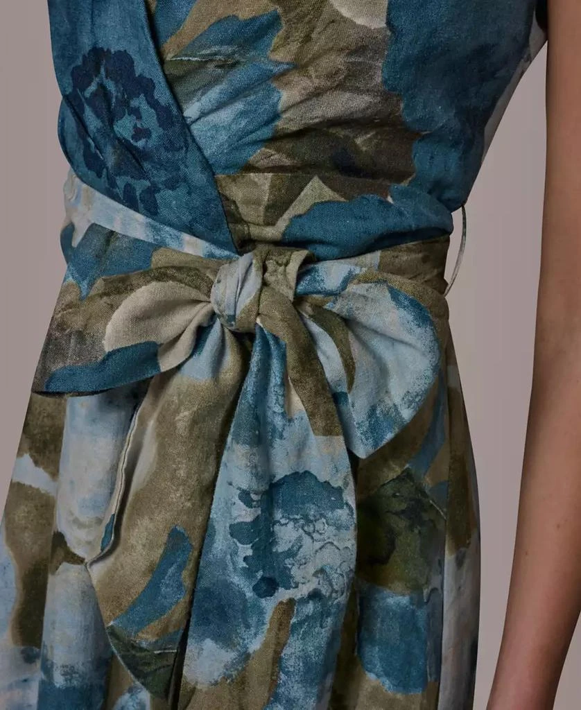 Donna Karan Women
s Sleeveless Floral Faux Wrap A-Line Dress 5