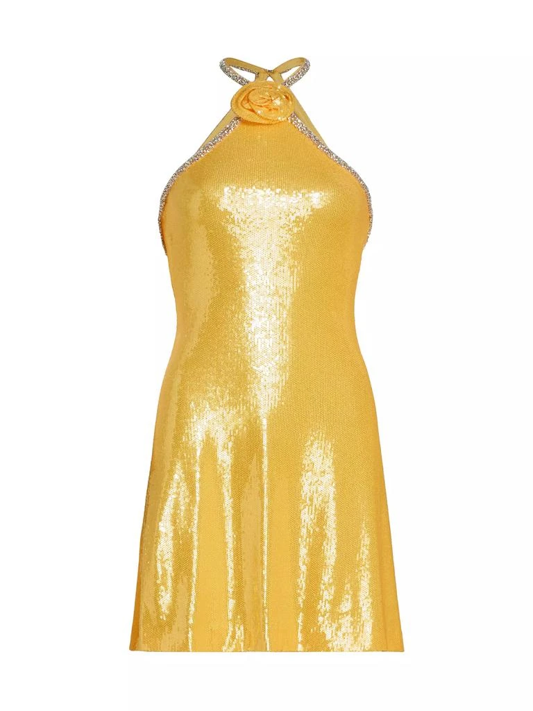 Naeem Khan Halter-Neck Sequin Rosette Minidress 1