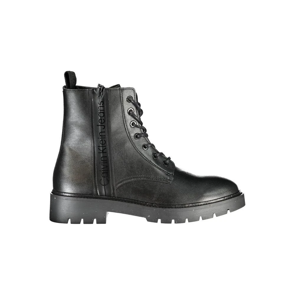 Calvin Klein Sleek Black Ankle Boots with Laces and Zip Detail 1