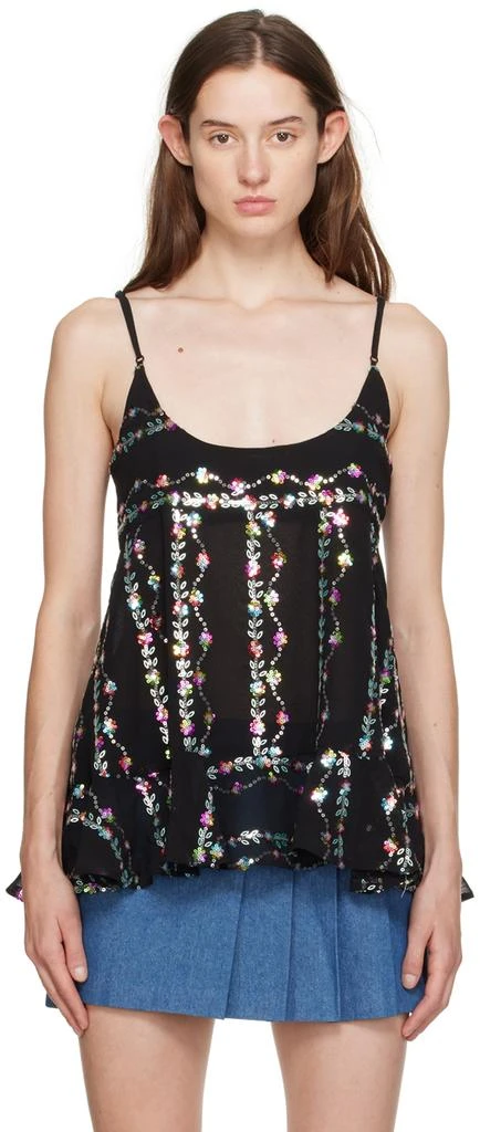 Anna Sui Black Floral Fantasy Camisole 1