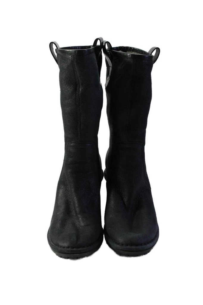 Costume National Womens Leather Sherpa Lined Mid Calf Boots Blue 2