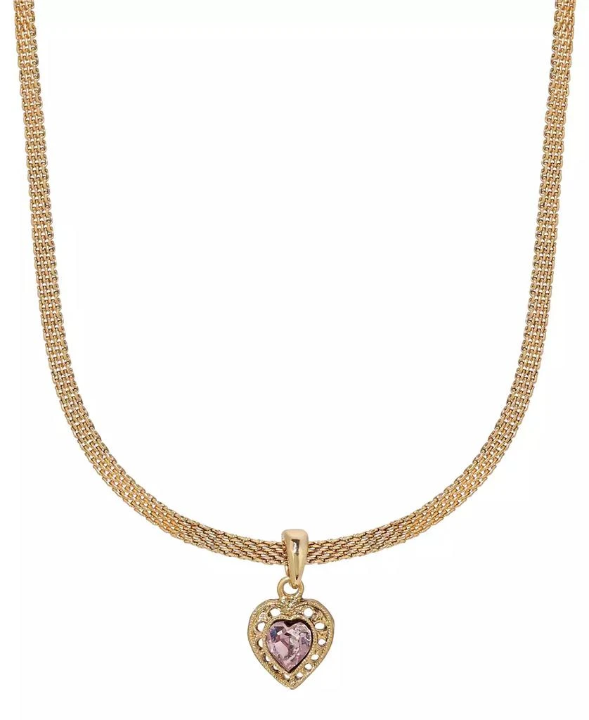 2028 Heart Crystal Mesh Chain Necklace