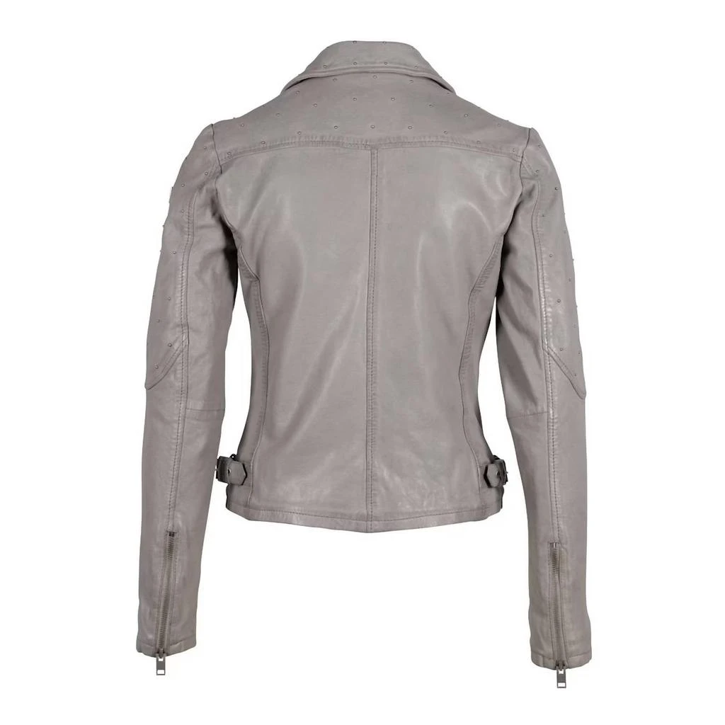 MAURITIUS Women
s Aleeza Rf Leather Jacket In Light Grey 2