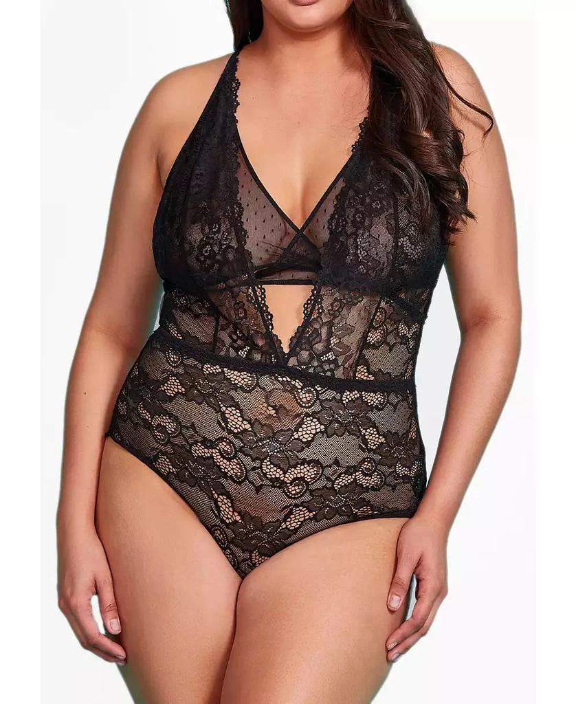 Hauty Plus Size 1 Piece Lace Lingerie Teddy with Crisscross Cup Detail 1