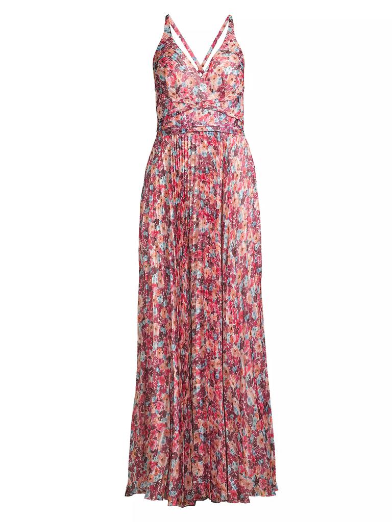 Laundry by Shelli Segal Pleated Floral Maxi Dress