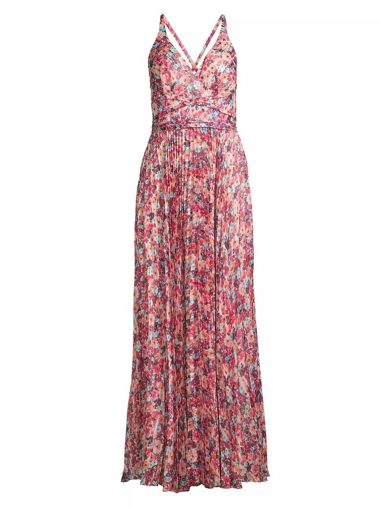 Laundry by Shelli Segal Pleated Floral Maxi Dress 1