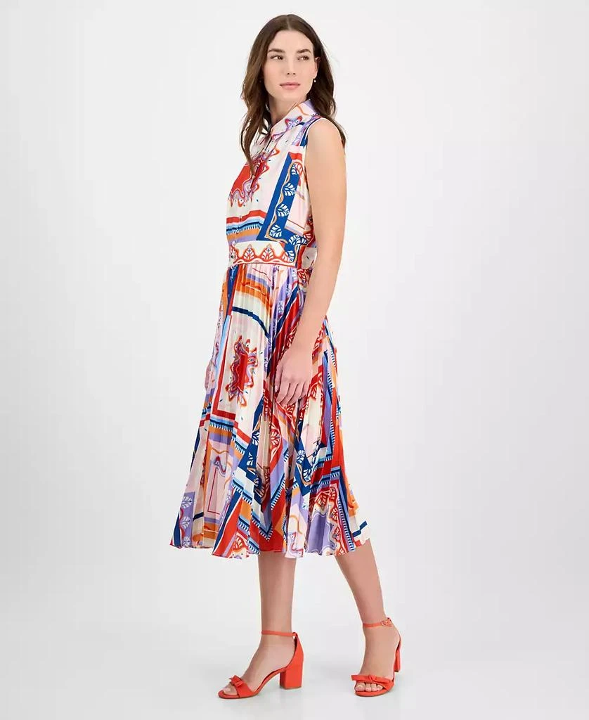 Tahari Women's Printed Pleated Midi Shirtdress 3
