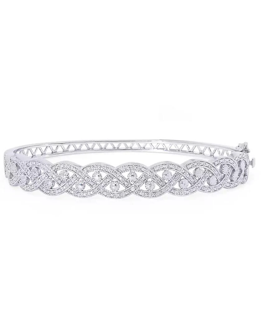 Macy
s Diamond Accent Braided Twist Bangle in Silver Plate